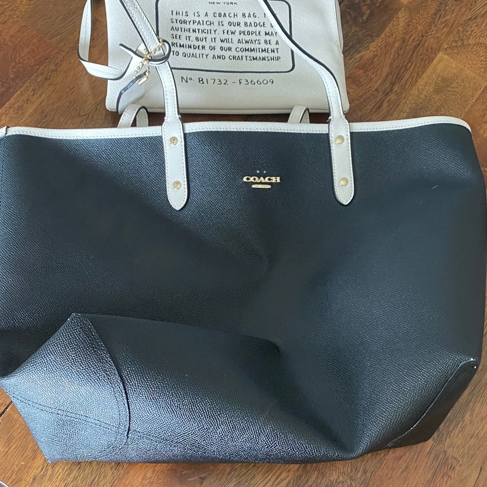 Coach Black and Cream Tote Bag